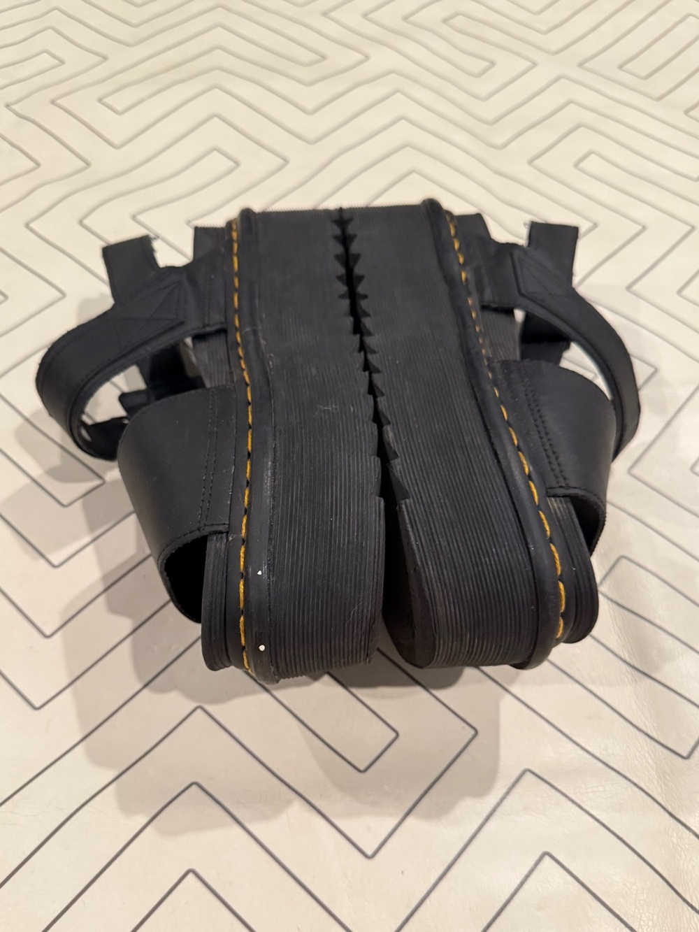 Dr. Martens Black Leather SoftWair Stacked Sandals - Picture 5 of 14